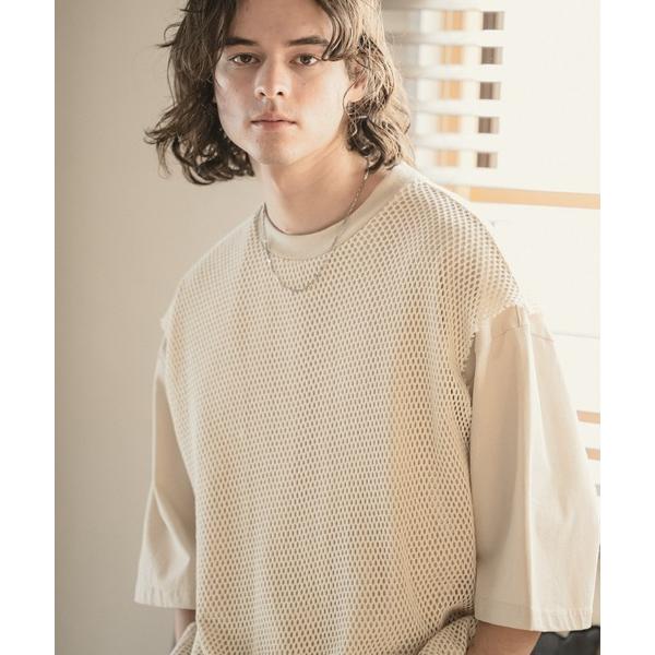 シャツ ブラウス メンズ Lace layered T-shirts/レースレイヤードTシャツ