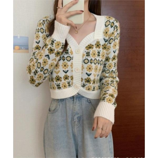 ニット セーター 花柄 ニットカーディガン トップス レディース