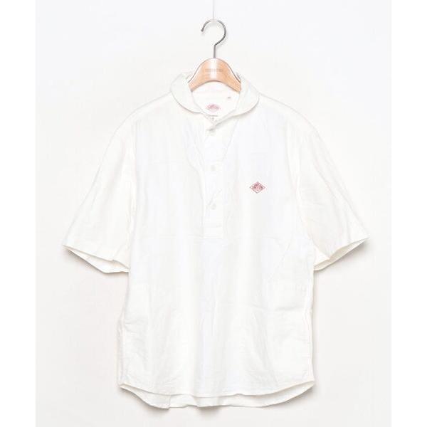 「DANTON」 刺繍7分袖シャツ 40 ホワイト メンズ
