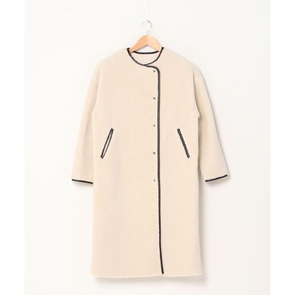 「B:MING by BEAMS」 ノーカラーコート MEDIUM アイボリー レディース