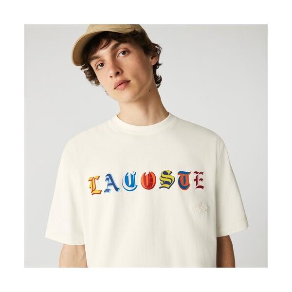 「LACOSTE L!VE」 半袖Tシャツ M ホワイト メンズ