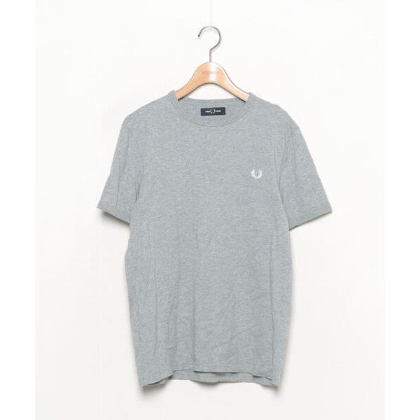 「FRED PERRY」 半袖Tシャツ M グレー メンズ