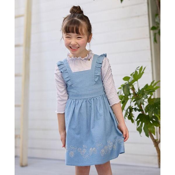 スカート 「チェリーベリーシリーズ」フルーツ 刺繍 ジャンパースカート キッズ 子供服 女の子