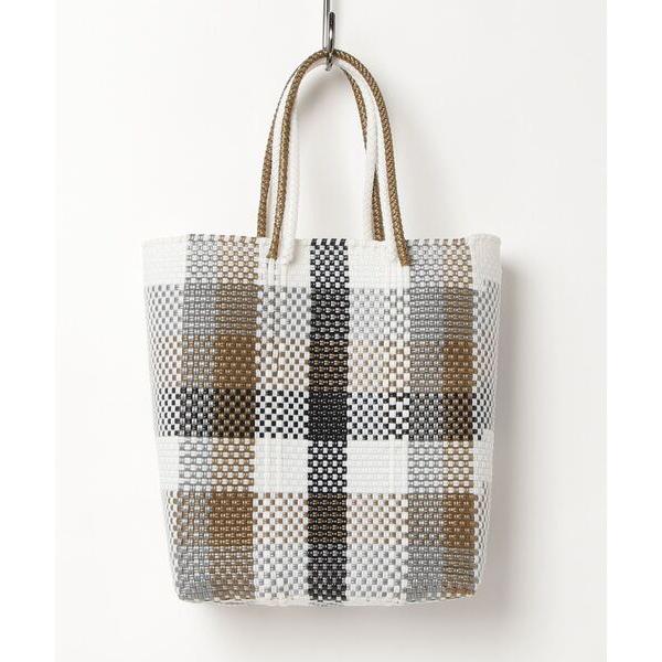 トートバッグ 「Moon Bird/ムーンバード」手編みのメルカドバッグ縦長CHECK レディース