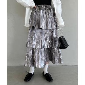 スカート レディース metallic tiered skirt /メタリックティアードカンカンロング丈スカート｜zozo