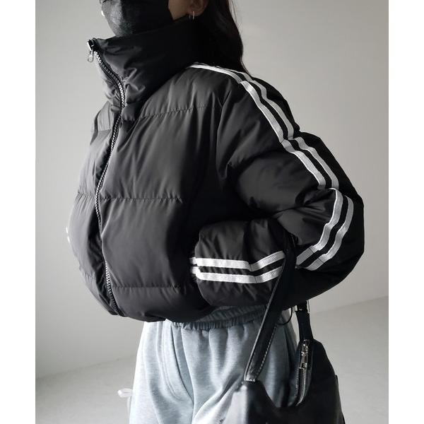 ダウンコート ダウンジャケット 「 選べる４色展開 ／ 裾絞り可能２WAY 」サイドラインナイロンシ...