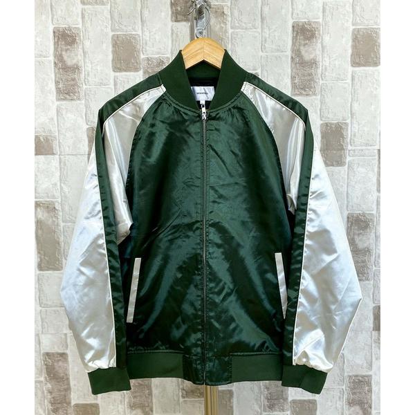 スカジャン 袖配色切替 無地 サテンスカジャン メンズ レディース