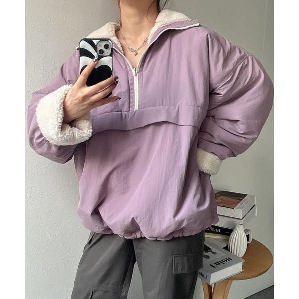 ブルゾン ジャンバー 「リバーシブル/2WAY」ハーフジップナイロンボアブルゾン レディース メンズ