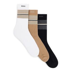 靴下 メンズ 3パック ライン＆BOSSロゴ ソックスの商品画像