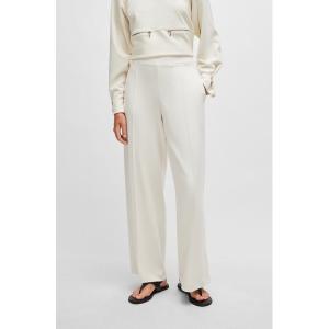 パンツ フロントタック ジャージーピケ パンツ レディース