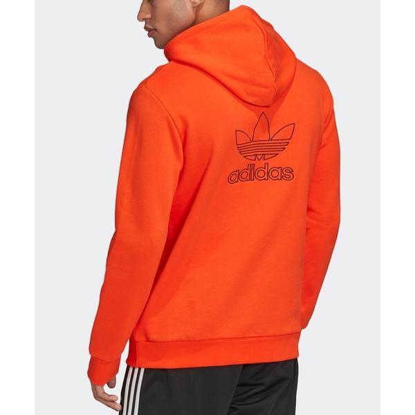 「adidas」 プルオーバーパーカー LARGE オレンジ メンズ