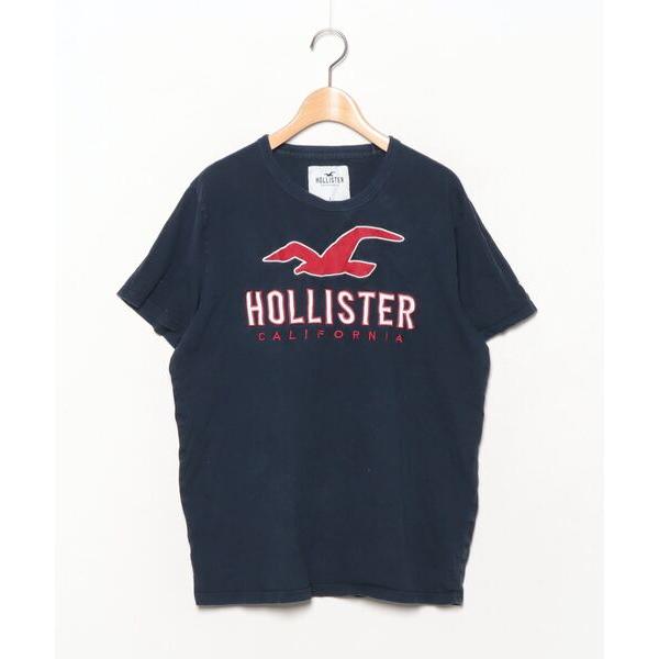 「Hollister」 刺繍半袖Tシャツ L ネイビー メンズ