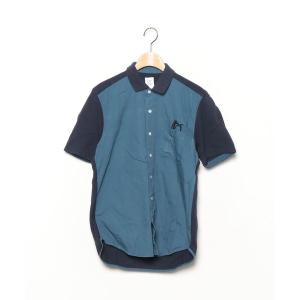 「Design Tshirts Store graniph」 刺繍半袖シャツ S ネイビー レディース
