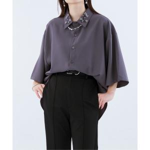 「Ellno Loset」 半袖シャツ LARGE チャコールグレー メンズ