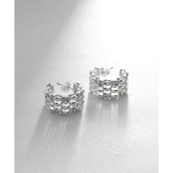 ピアス シルバー スモールフープ マーキスメッシュ ピアス レディース