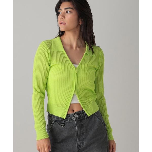 ニット セーター 「2024SS」ラメシアー襟付きジップニット レディース