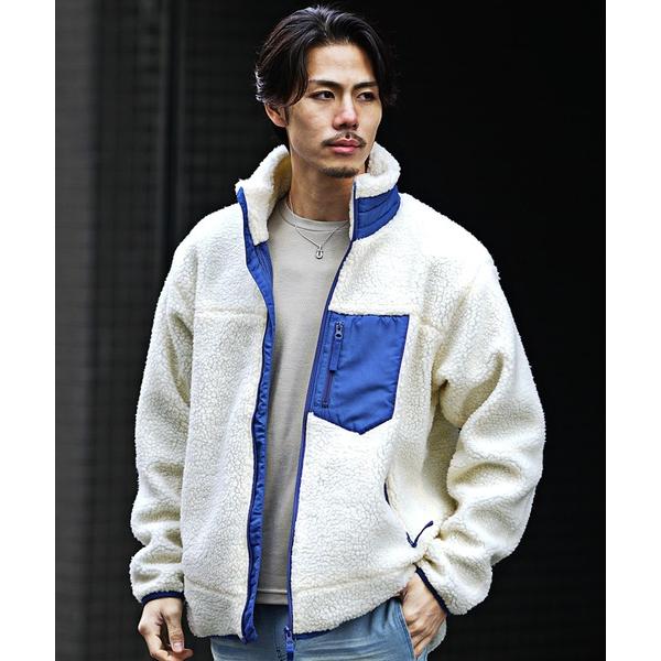 ブルゾン アウター シープボアジップアップブルゾン メンズ 中綿ジャケット ポケット付き 秋服 メン...