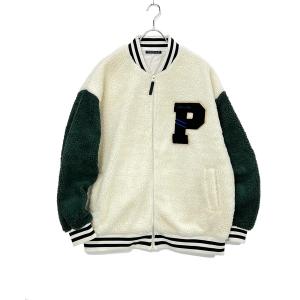 スタジャン もこもこボアフリース / 刺繍ワッペン入り スタジアムジャンパー メンズ レディース