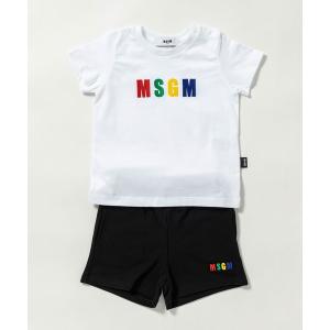 キッズ MSGM(エムエスジーエム)Baby ブランドロゴ半袖Tシャツショートパンツセットアップ｜zozo