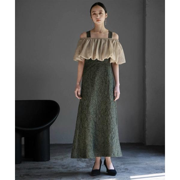 ドレス マルチway バルーン オフショルダー ジャガード マーメイド ロング 結婚式 ワンピース ...