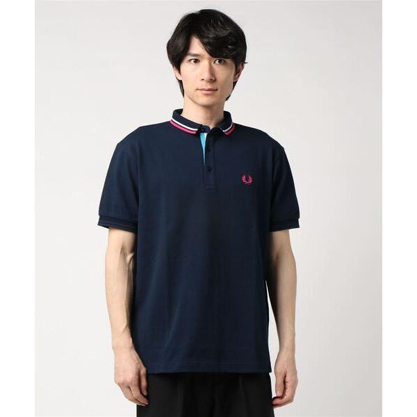 「BEAMS」 「FRED PERRY」半袖ポロシャツ MEDIUM ネイビー メンズ