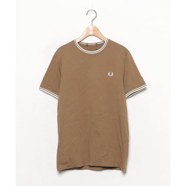 「FRED PERRY」 半袖Tシャツ S キャメル レディース