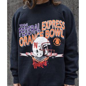 スウェット メンズ 「ヴィンテージ古着」90's NEBRASKA Huskers/ネブラスカ コーンハスカーズ NFL プリント スウェット USA