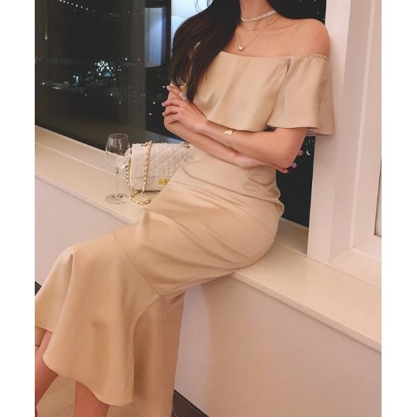 ドレス 2WAYケープデザインマーメイド艶ドレス