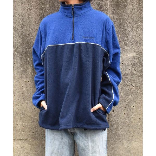 「ヴィンテージ古着」OLD NAVY/オールドネイビー ロゴ刺繍 ハーフジップ フリースプルオーバー...