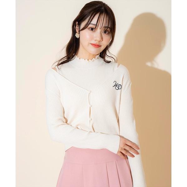 ニット セーター ロゴ刺繍アンサンブル レディース