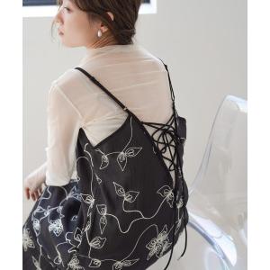 ワンピース 「低身長向け・高身長向けサイズあり」刺繍キャミワンピース