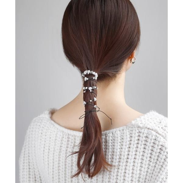 ヘアゴム パール×メタルタイトポニーフック