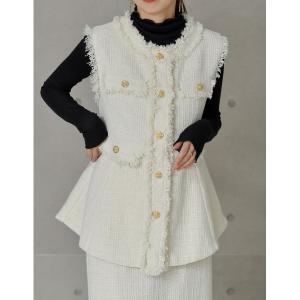 PLST 2025年 ツイードペプラムジレ ベスト ツイード S 完売 人気 PLST 2025年 ツイードペプラムジレ ベスト ツイード S PLST(プラステ