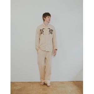 パジャマ 「コットン100%」メンズカカオハスクパジャマ 長袖ロングパンツ「メンズ」 メンズ