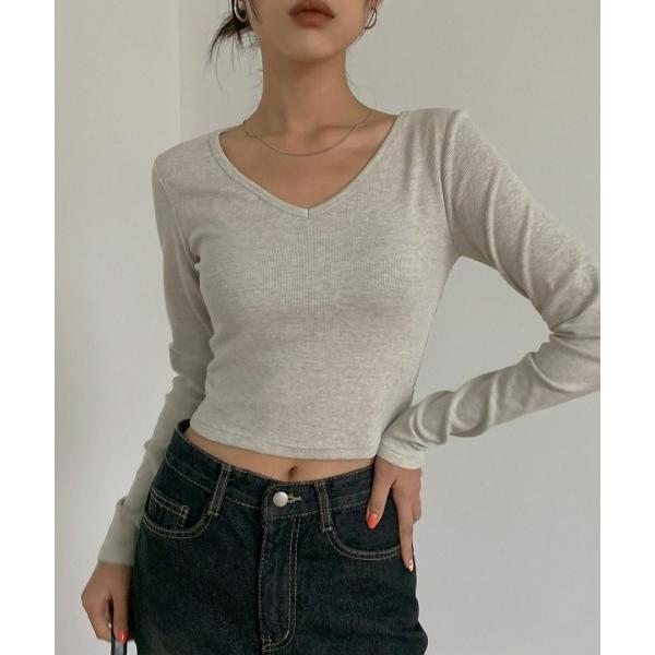 tシャツ 「MADE」 コトムVネッククロップ長袖Tシャツ レディース