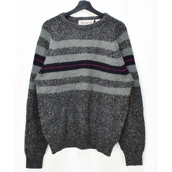 セーター ニット 「ヴィンテージ古着」80's PULSE-8 ボーダー デザインニット メンズ レ...