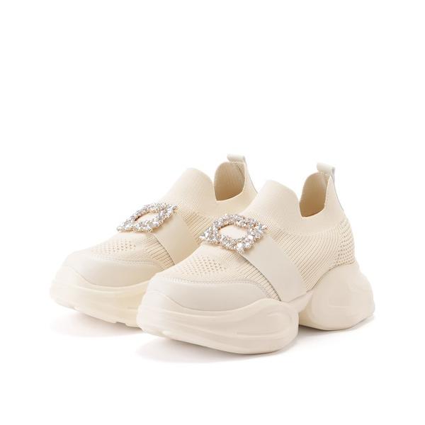 スニーカー ビジュー バックル付き メッシュ ダッド スニーカー レディース