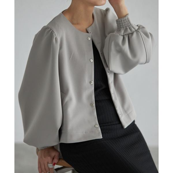コート アウター ボリュームスリーブスナップボタンダンボールジャケット レディース