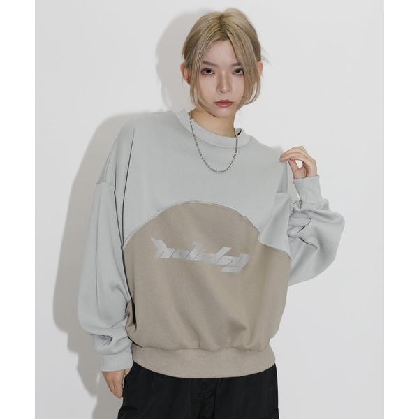 トレーナー スウェット オーバーサイズパネル切替クルーネックプルオーバースウェット メンズ レディー...