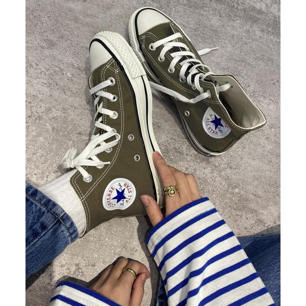 「CONVERSE」 ハイカットスニーカー 24.5cm カーキ レディース