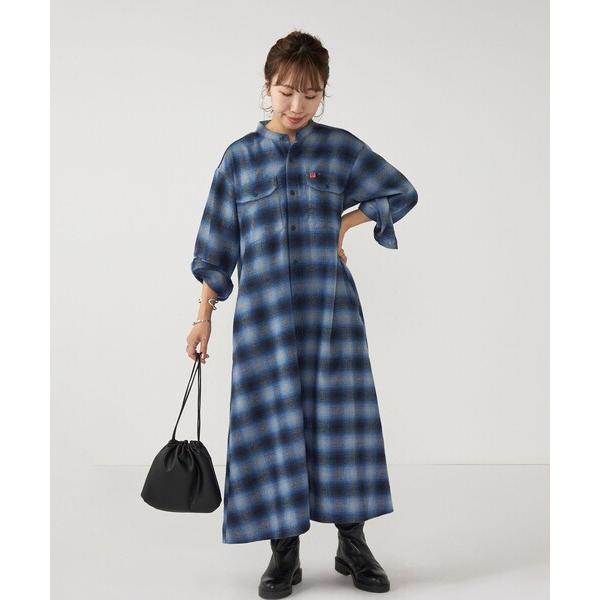 「UNIVERSAL OVERALL」 シャツワンピース ONE SIZE ブルー レディース