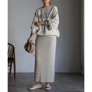 ワンピース 「SET」BONJOURロゴスウェット×リブニットタイトスカート レディース