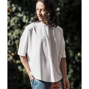 tシャツ mt8823- 1 Button Tuck Design Ponti Short Sleeve Cut sew Tシャツ メンズ レディース