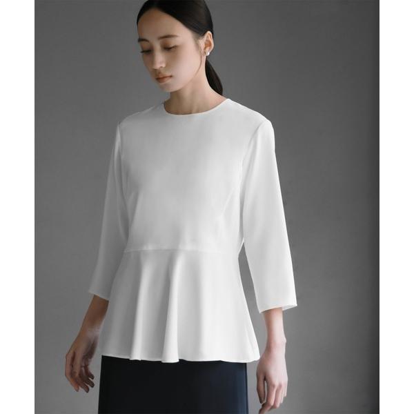 ブラウス シャツ ペプラムクルーネックブラウス オフィス ビジネス フォーマル セレモニー 卒業式 ...