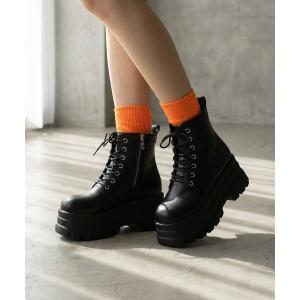 ブーツ LOVEHUNTER ボリュームレースアップ スクエアショートブーツ レディース