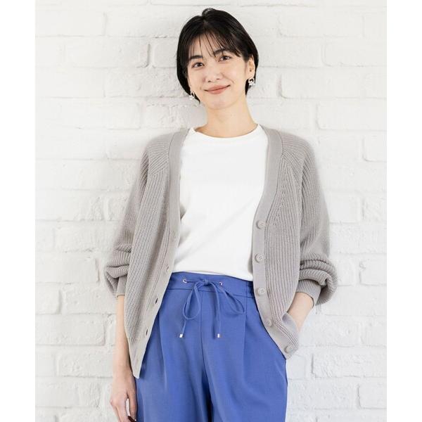 カーディガン 「洗濯機可/UVカット/アンチピリング」コットンＶネックカーディガン レディース