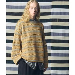 メンズ ニット 「UNISEX」Prime-Over Sheer Border Crew Neck Knit Pullover/透かし編みボーダープラ｜ZOZOTOWN Yahoo!店