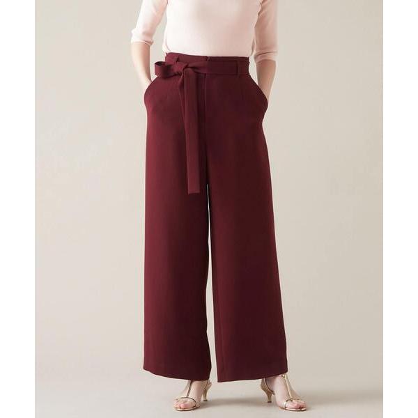 ワイドパンツ パンツ ベルト付きワイドパンツ レディース