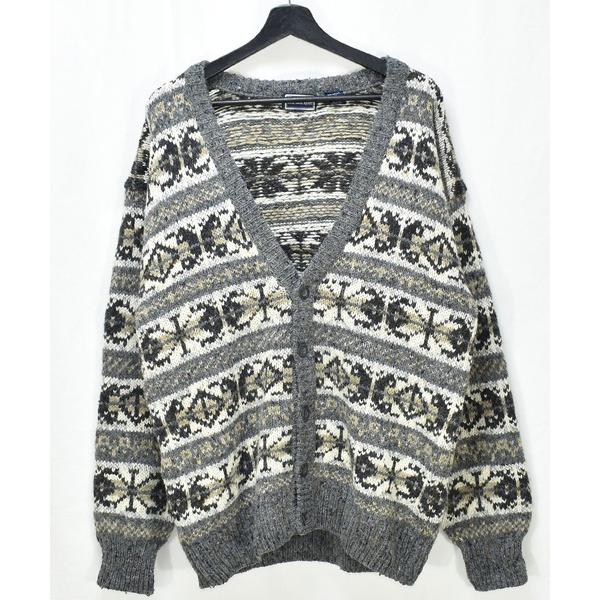 カーディガン 「ヴィンテージ古着」90's COURT HOUSE SQUARE 総柄 デザインニッ...