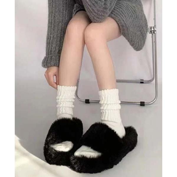 靴下 「float」ベーシック 無地リブ ミドル丈ソックス レディース